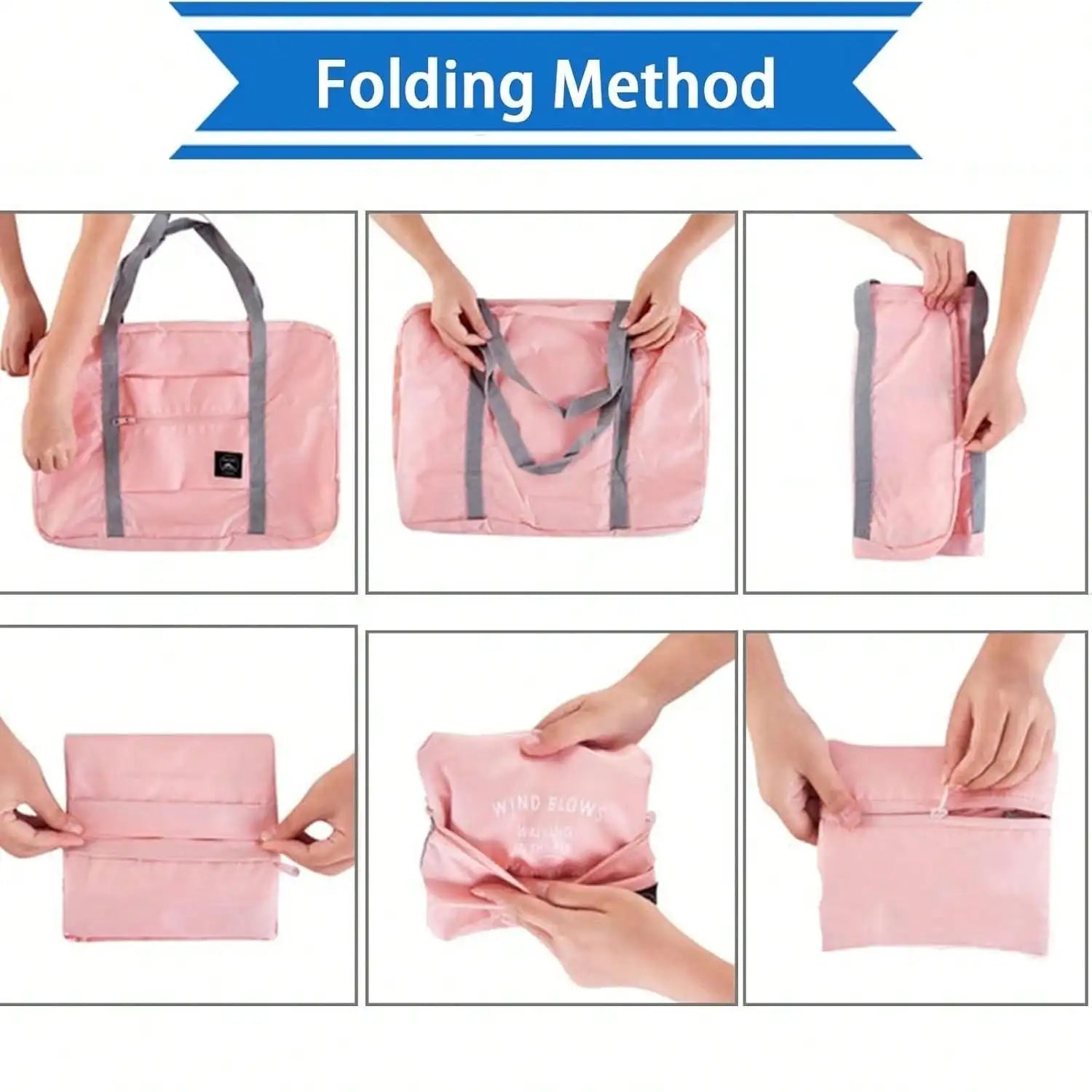 Foldable travel duffel bag – lightweight waterproof tote, large-capacity carry-on luggage bag for gym, sports, vacation & weekend trips
