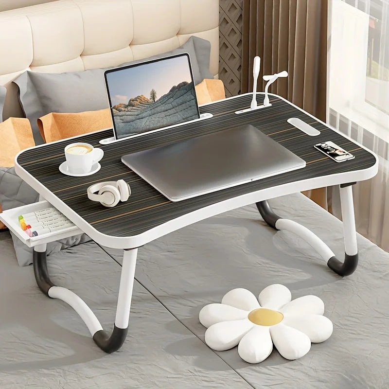 Foldable Portable Laptop Desk with USB Light, Cooling Fan & Cup Holder – Adjustable Workstation Table for Home & Office 💻🛋️