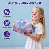 NOHOO Kids Insulated Lunch Bag – Small Reusable Purple Mermaid Print for Girls Toddlers School & Daycare
