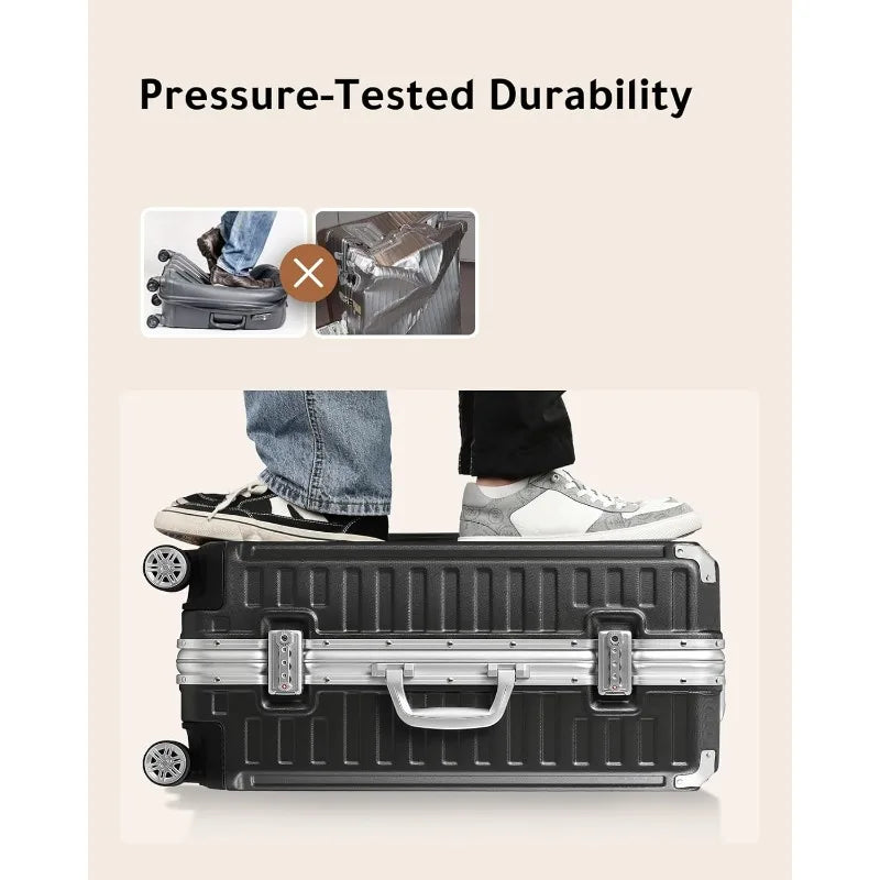 LUGGEX Aluminum Frame Carry-On Suitcase – Zipperless Polycarbonate Hard Shell Luggage with 4 Smooth Wheels