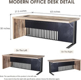 🖥️ 63" Modern Executive Office Desk – Stainless Steel Computer & Writing Desk Workstation for Home & Business