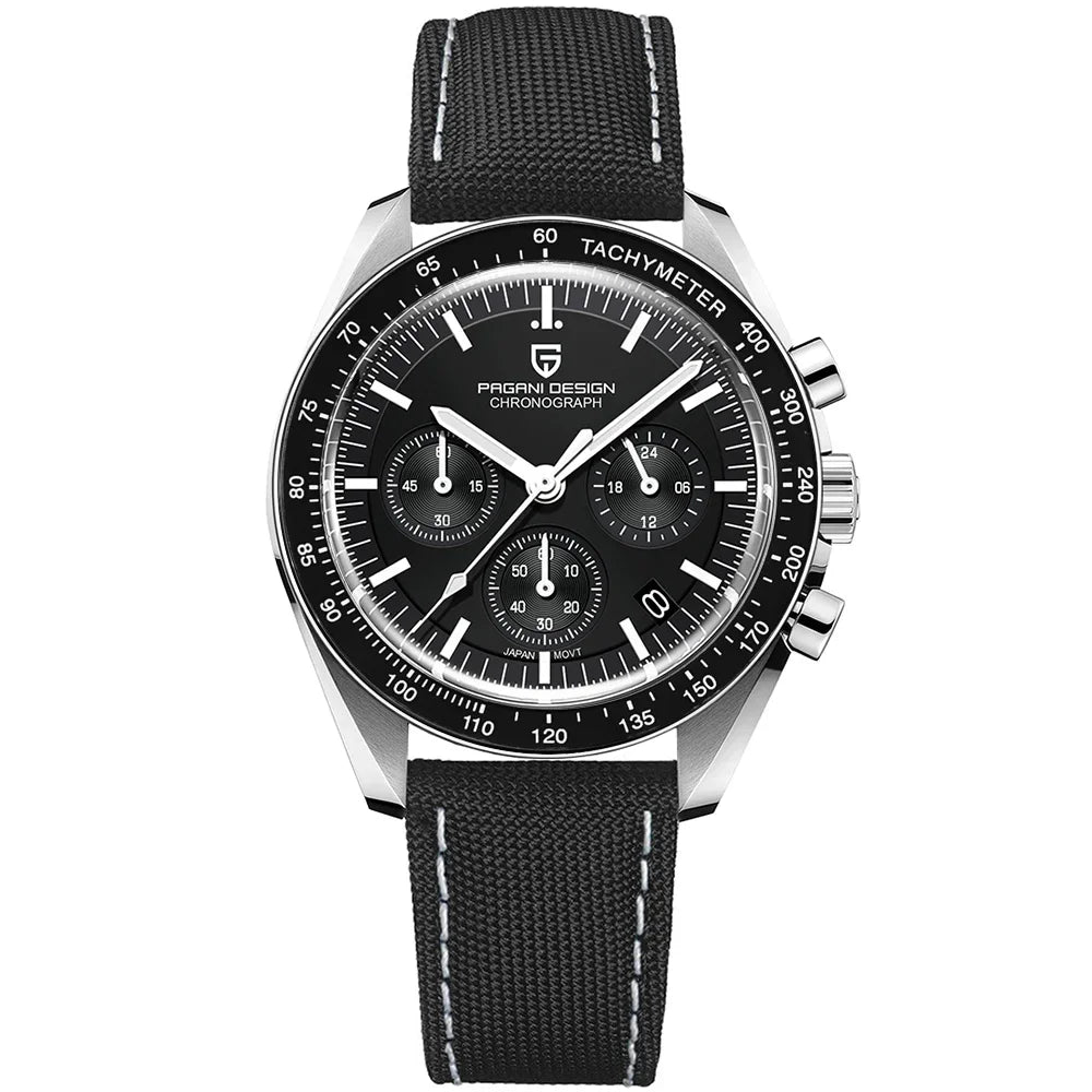 PAGANI DESIGN 2024 Men’s Luxury Quartz Chronograph Watch – Sapphire Mirror, Auto Date, Speed Dial ⌚✨