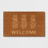 Welcome Pineapple Doormat – Outdoor Coir Mat with Tropical Design (30 × 18 inches, Medium Pile)