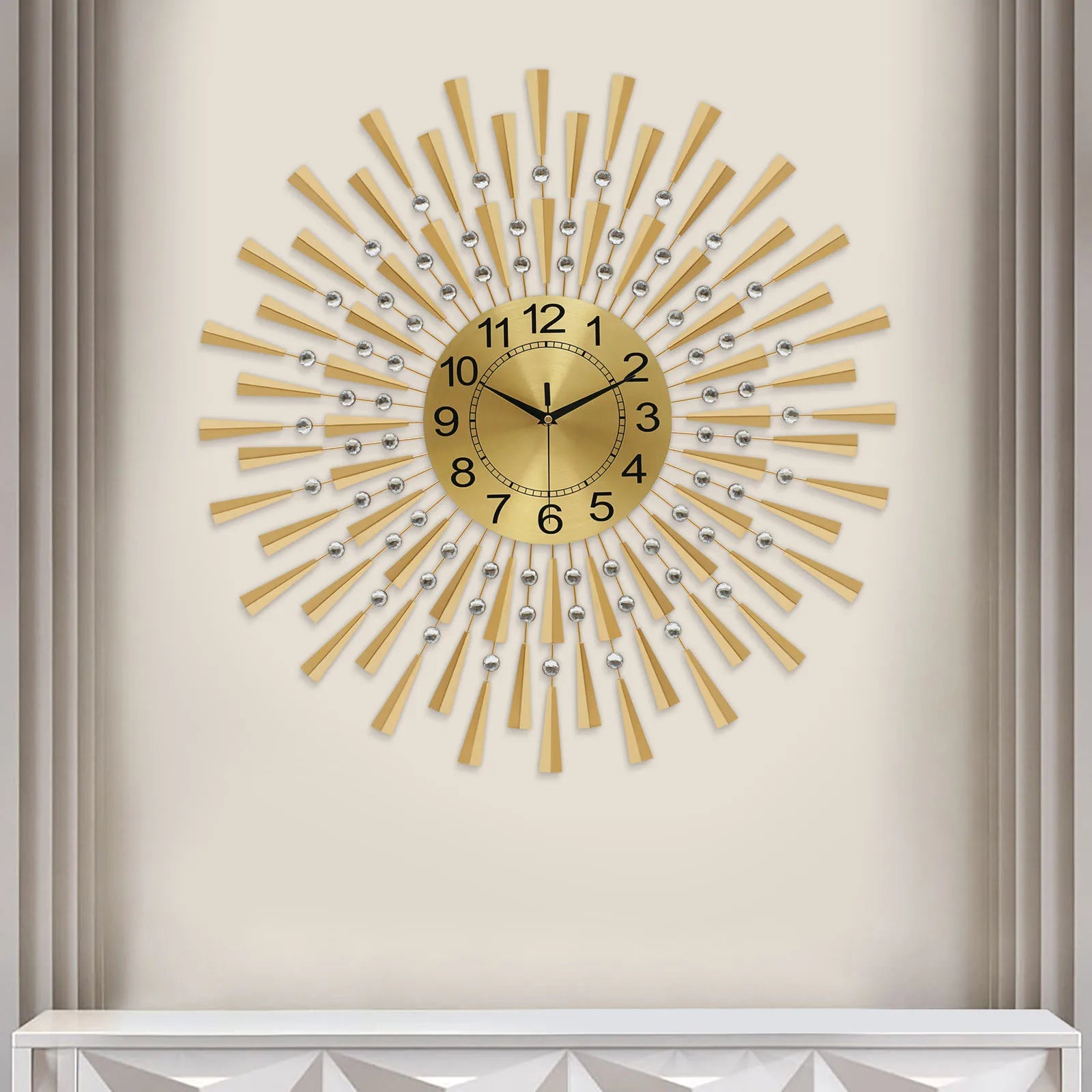 Large Gold Wall Clock – Modern Silent Non-Ticking Decorative Clock for Living Room, Bedroom & Office