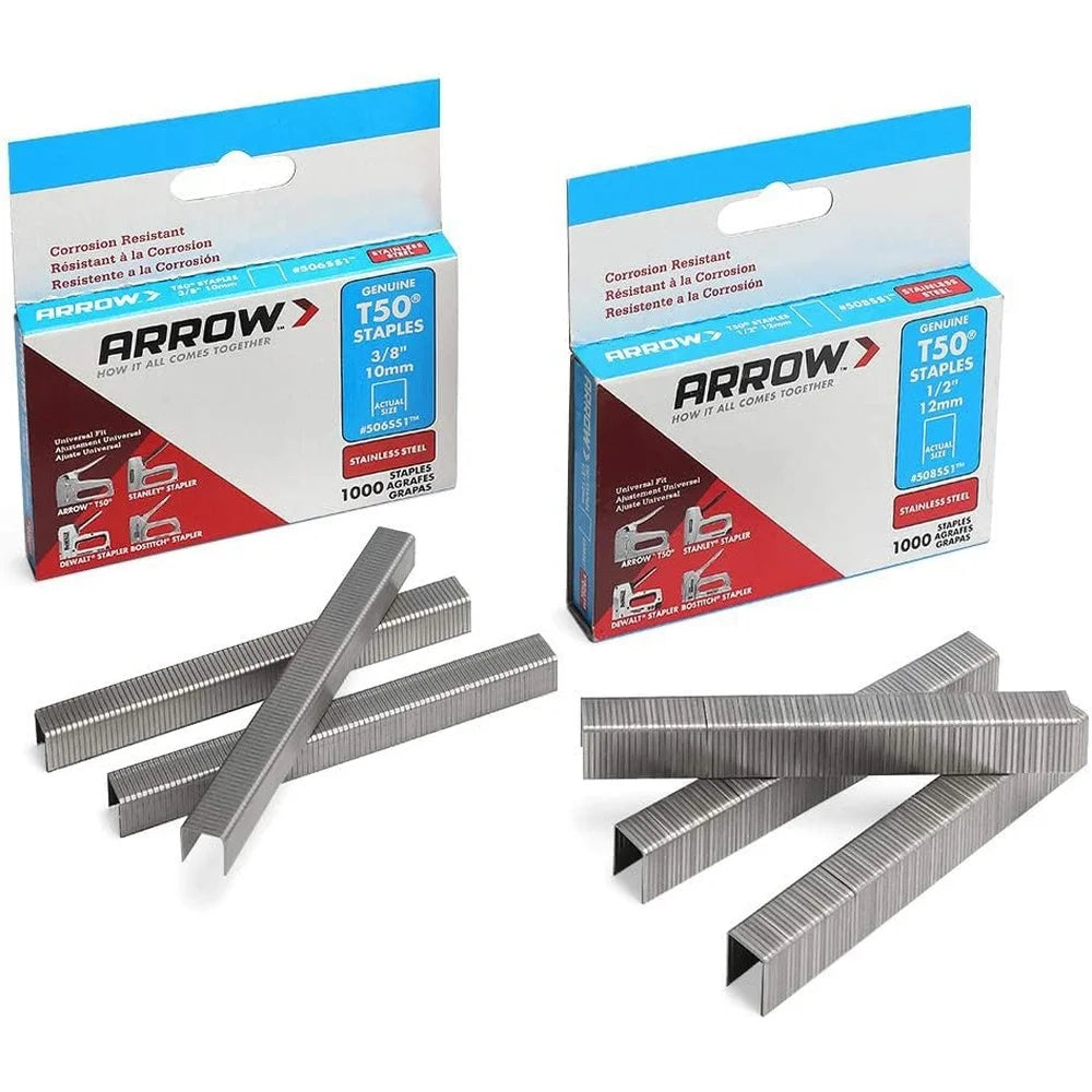 T50 Heavy-Duty Stainless Steel Staples – 1,000-Pack, Corrosion-Resistant for Upholstery & Insulation