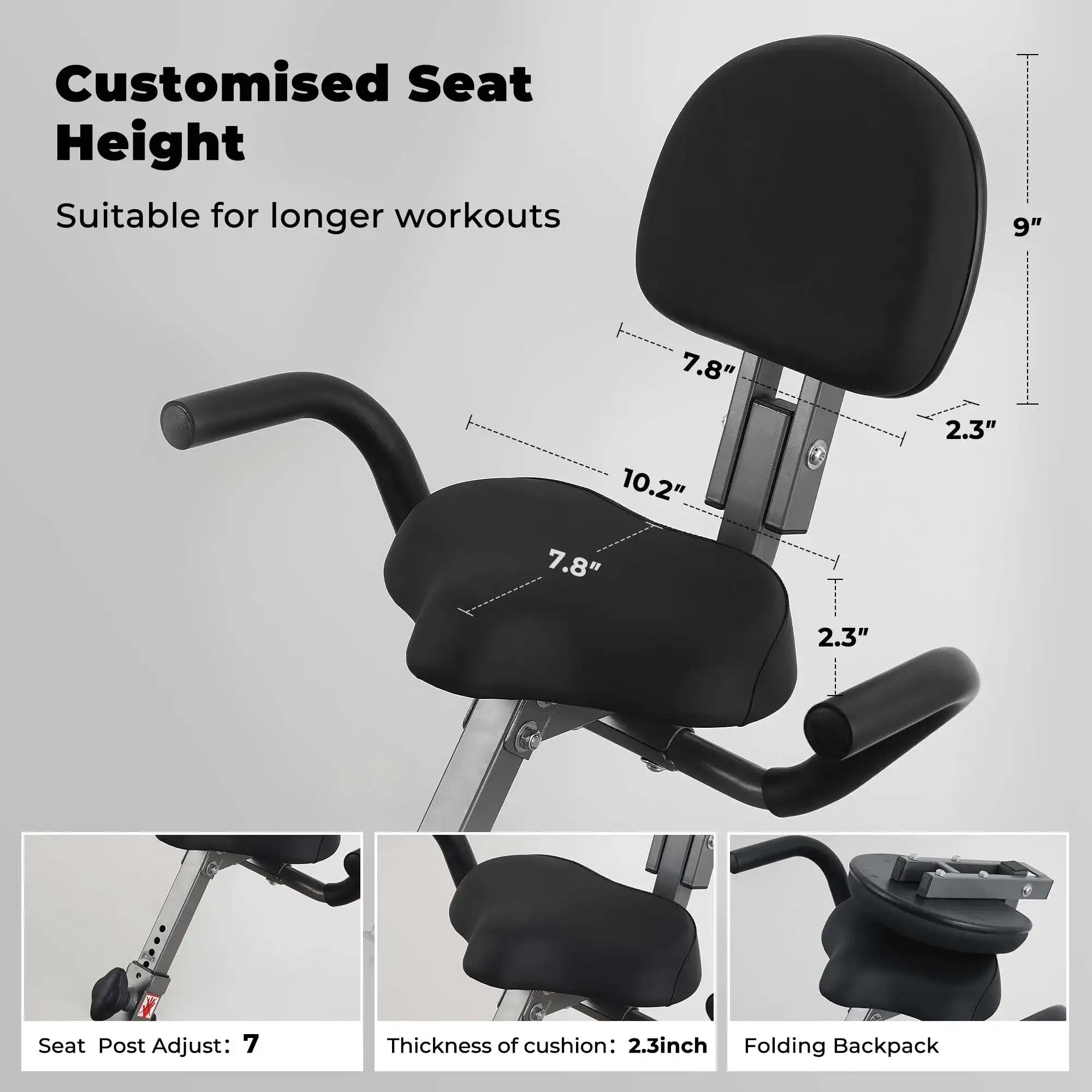 Folding Exercise Bike with LCD Monitor & Arm Bands for Home Workout