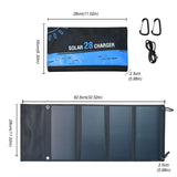 28W Folding Solar Panel – Dual USB Portable Solar Charger with SunPower Cells | Phone, Tablet & Power Bank Charging for Camping & Hiking