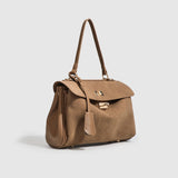 Suede Leather Luxury Tote Bag for Women – Large Capacity Shoulder & Messenger Satchel (Coffee)
