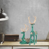 Blue-Green Resin Deer Sculpture – Elegant Reindeer Figurine for Modern Home & Office Décor