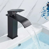 Black Waterfall Basin Faucet – Single Hole Mixer Tap for Vanity & Vessel Sinks