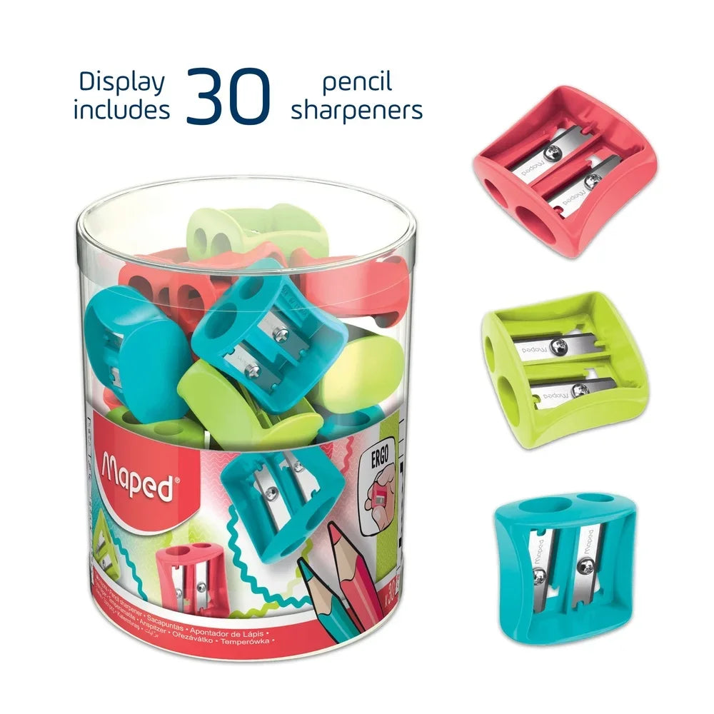 30-Pack 2-Hole Pencil Sharpeners – Durable Steel Blades for School & Art