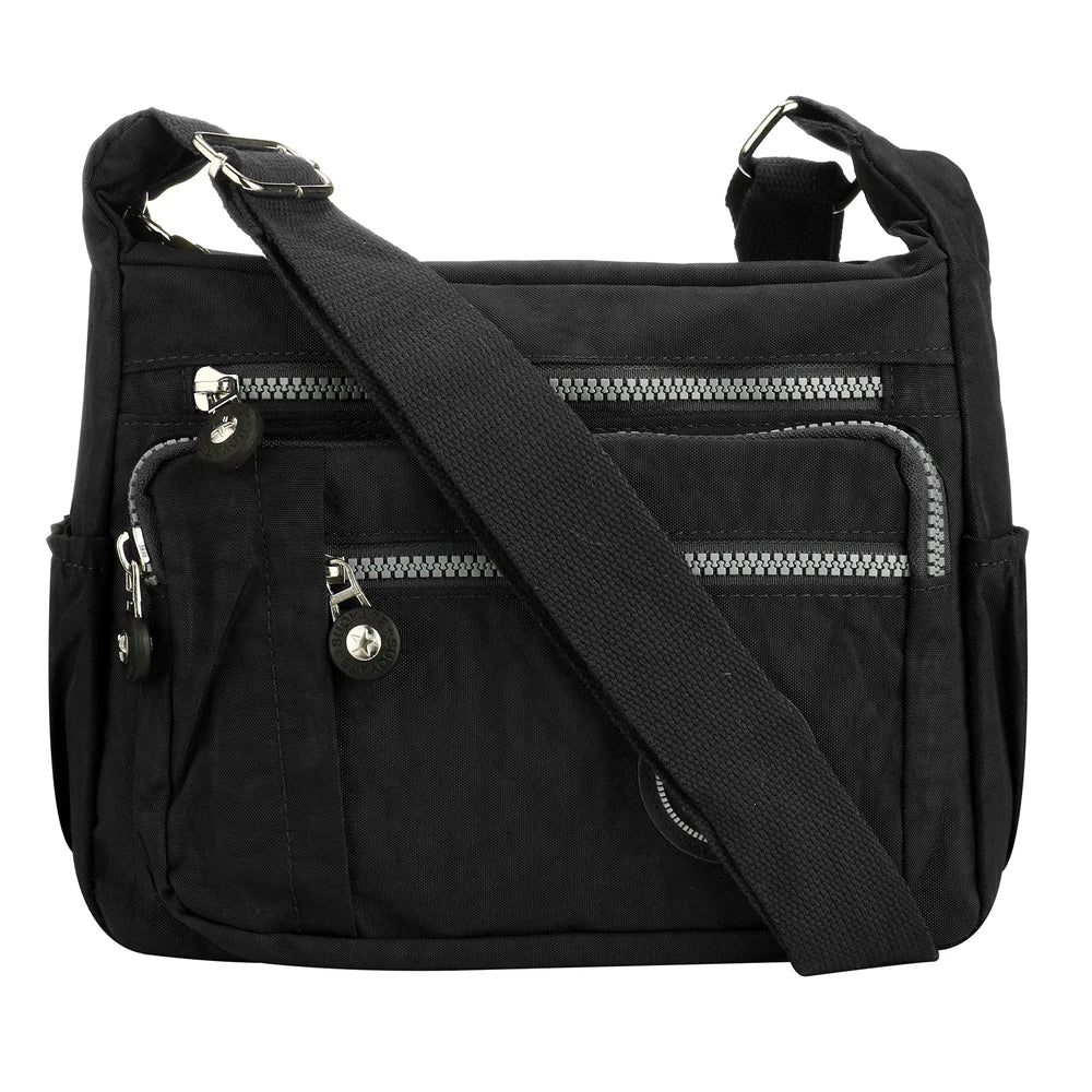 Women’s Waterproof Nylon Floral Multi-Pocket Crossbody Bag – Casual Shoulder Messenger Bag