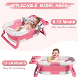 “Baby Bathtub for Newborns – Foldable Toddler Bathtub with Drain Hole, Soft Padding & Portable Travel Design”