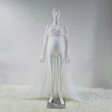 Women’s Off-Shoulder Lace Maternity Dress – Short Sleeve Long Pregnancy Gown for Summer Photography & Baby Showers