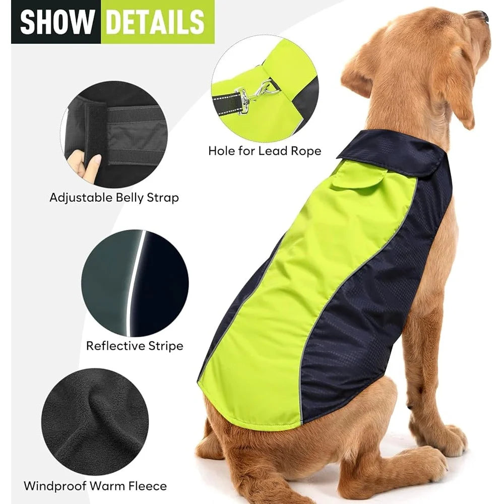 Lightweight Waterproof Dog Rain Jacket – Reflective Winter Vest with Leash Hole for Medium Dogs
