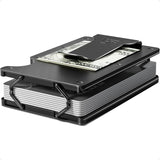 Slim RFID-Blocking Metal Wallet for Men – Minimalist Aluminum Credit Card Holder with Money Clip (Holds up to 12 Cards)