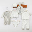 8-Piece Newborn Baby Outfit Set – Tops, Romper, Pants, Hat, Bib, Socks & Shoes for Baby Boys & Girls (Unisex)
