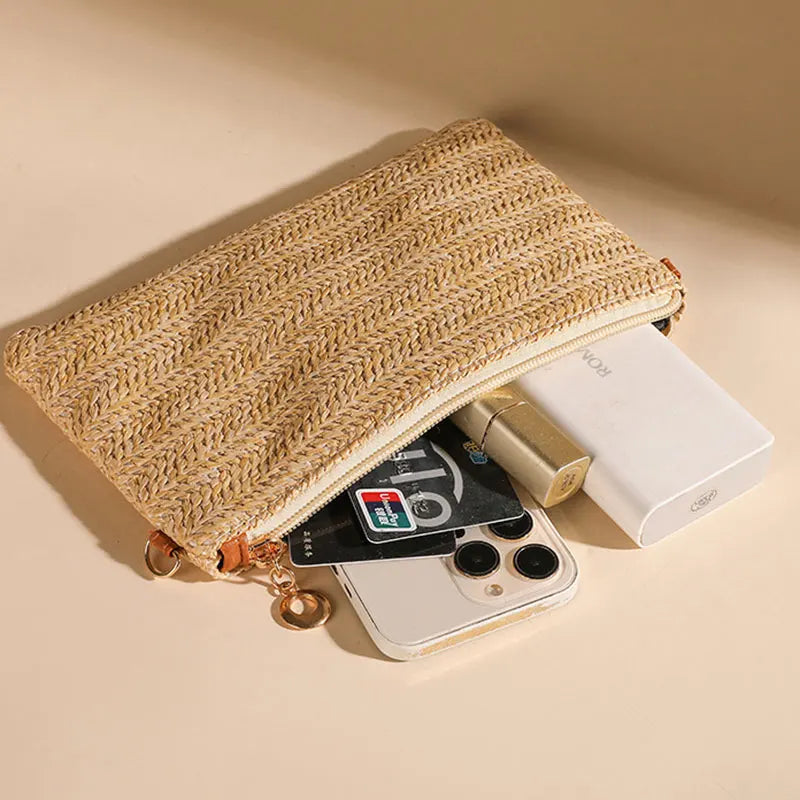 Straw Shoulder Chain Strap Crossbody Bag – Summer Casual Tote for Women