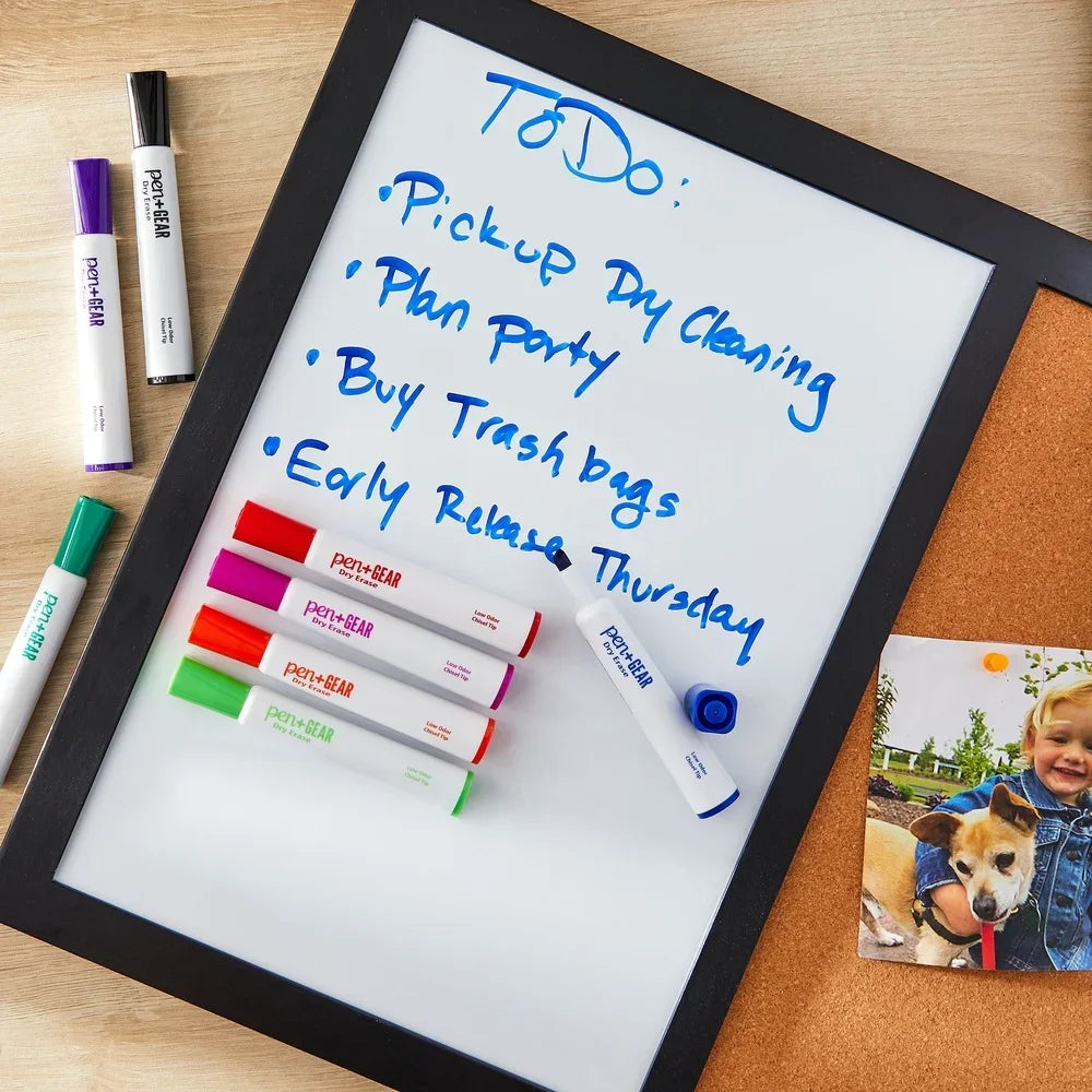 Dry Erase Markers 8-Pack with Chisel Tip, Low-Odor Quick-Dry Ink for Whiteboard & Glass