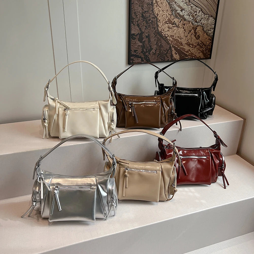 Women’s Soft PU Leather Under-Arm Hobo Bag – Multi-Pocket Tote for Work, Shopping & Travel