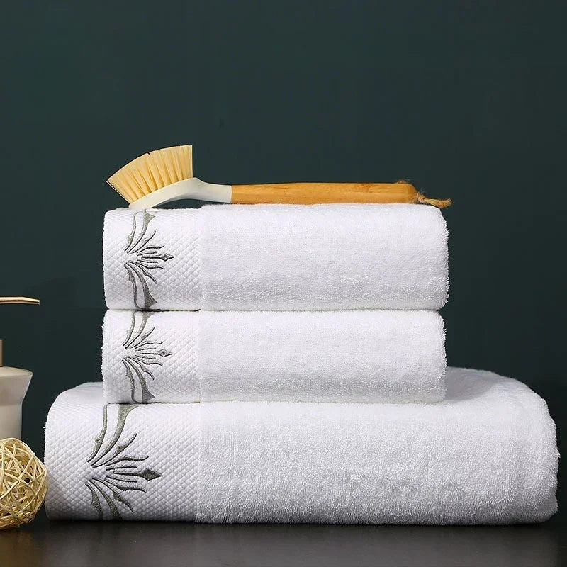 Embroidered Crown White Bath Towel – 100% Cotton Luxury Hotel Style
