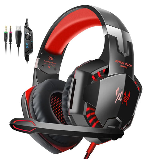 G2000 Gaming Headset – Deep Bass Stereo Wired Headphones with Mic & LED Lighting for PS5, PS4, Xbox, Laptop & PC Gamers