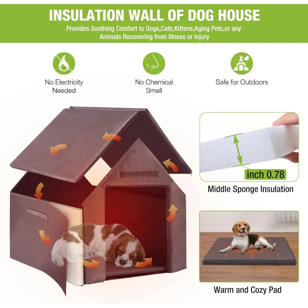Outdoor Dog House – 100% Insulated Winter Kennel with Waterproof Liner for All Breeds