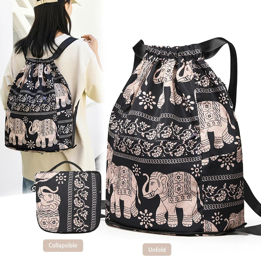Foldable Drawstring Sports Backpack – Unisex Casual Knapsack with Dry & Wet Separation