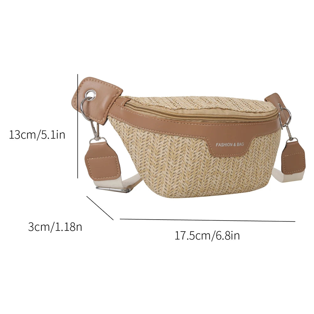 Women’s Summer Straw Shoulder Bag — Lightweight Breathable Messenger Tote with Wide Strap for Beach & Travel