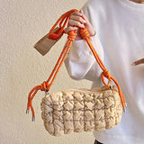 Women’s Soft Shoulder Bag with Braided Rope Strap – Large-Capacity Padded Crossbody Sling Bag for Daily Use & Travel