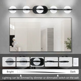 Modern Minimalist Bathroom Vanity Light – 5-Bulb LED Wall-Mounted Fixture with Frosted Glass Shades (Black Finish)