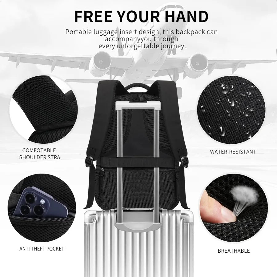 Men’s 15.6" Laptop Backpack – School & Travel Bag for Boys/Teens | USB Charging Port Durable Daypack