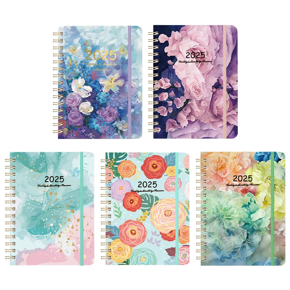 2025 A5 Diary Planner – Spiral-Bound Weekly & Monthly Organizer with Tabs for Office & School 📘