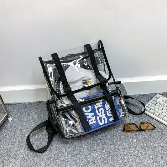 Transparent PVC Laptop Backpack – Waterproof Clear College Rucksack with Large Capacity for Women & Men