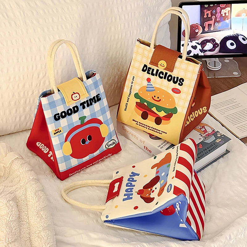 Cute Cartoon Insulated Lunch Bag – Waterproof Thermal Breakfast Organizer for Kids & Travel