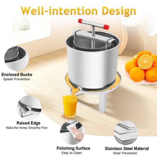 12.6L Manual Honey Press Extractor – Large Capacity Beeswax & Fruit Juice Presser with Handle