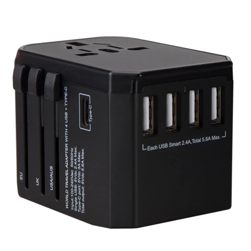 Melery International Travel Smart Adapter – Universal Plug with USB & Type-C Charger for US/EU/UK/AU