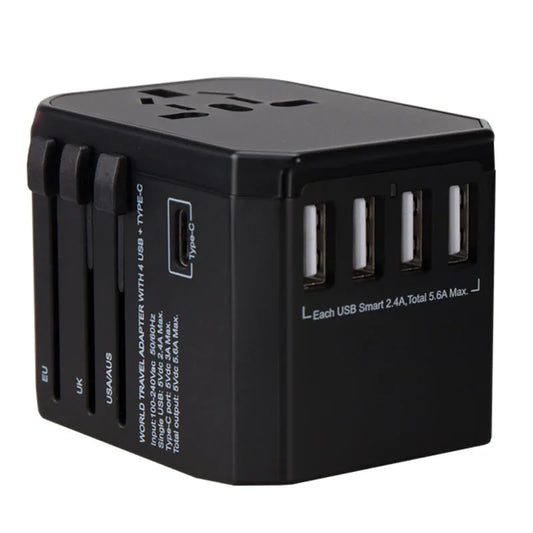 Melery International Travel Smart Adapter – Universal Plug with USB & Type-C Charger for US/EU/UK/AU
