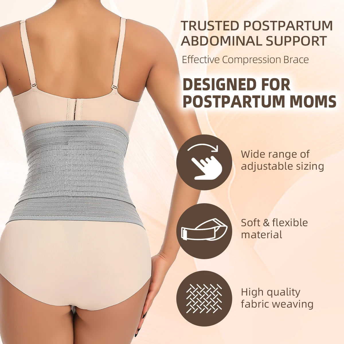 Postpartum Waist Support Belt – Adjustable Compression Trainer for Fast Recovery, Breathable Cincher for New Moms