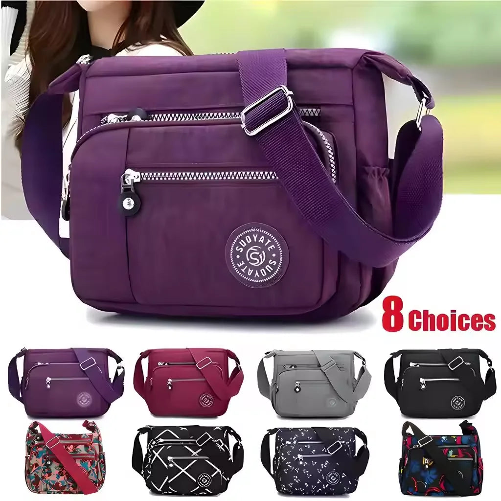 Women’s Waterproof Multi-Pocket Floral Crossbody Wallet Handbag – Nylon Shoulder Messenger Bag