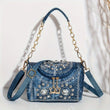 Ladies Fashionable Diamond Shoulder Bag – Elegant Handbag with Gold Hardware Accessory 👜✨