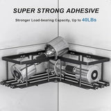 Corner Shower Caddy 4-Pack Adhesive Rack Set – Rust-Resistant Wall Mounted Storage for Bathroom & Kitchen