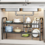 Expandable Under Sink Organizer Rack – 2-Tier Adjustable Cabinet Shelf with Removable Baskets