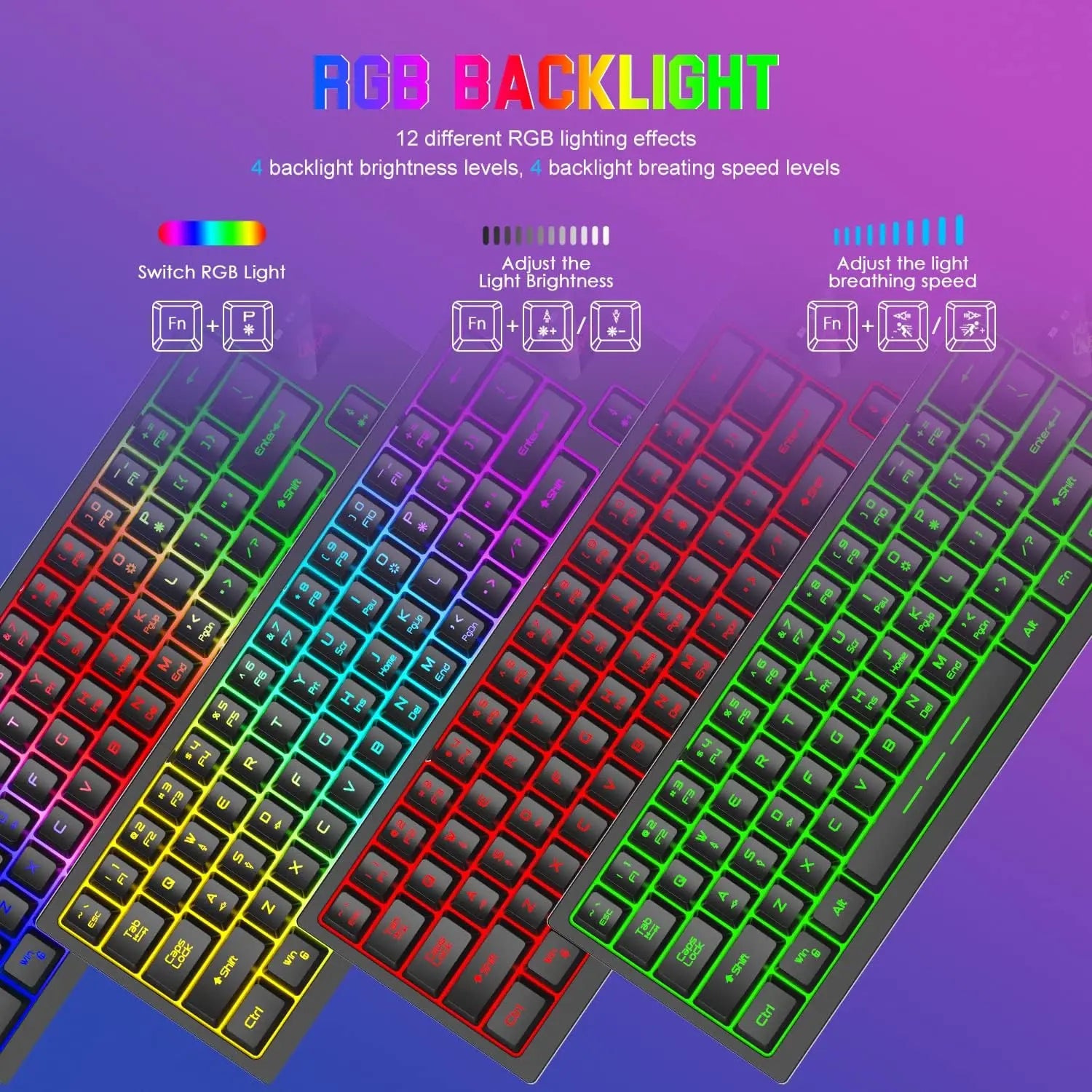MambaSnake X Ziyou Lang Wireless Keyboard & Mouse Combo – Rechargeable 64-Key Compact RGB LED Backlit Set