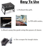 “BBQ Grill Steam Cleaning Brush – Outdoor Barbecue Scraper Cleaner for Gas & Charcoal Grills”