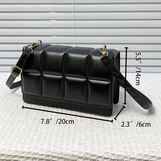 Women’s Classic PU Leather Shoulder Bag — Solid-Color Flap Crossbody Fashion Messenger Purse