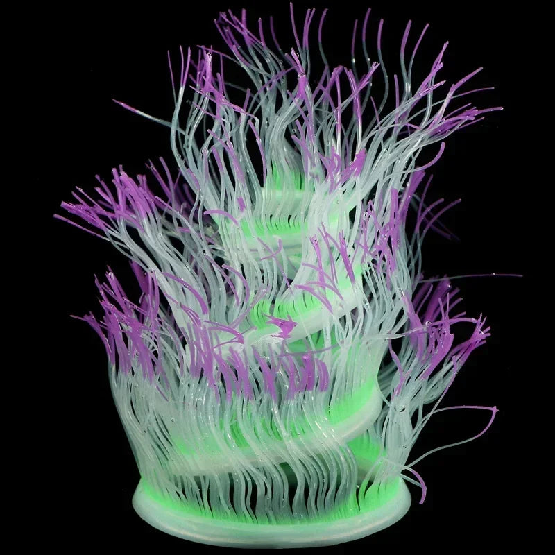 Glow-in-Dark Silicone Coral Aquarium Decor – Fluorescent Sea Anemone Simulation for Fish Tank Landscape
