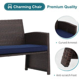3-Piece All-Weather Wicker Outdoor Loveseat Set with Ottoman & Side Table