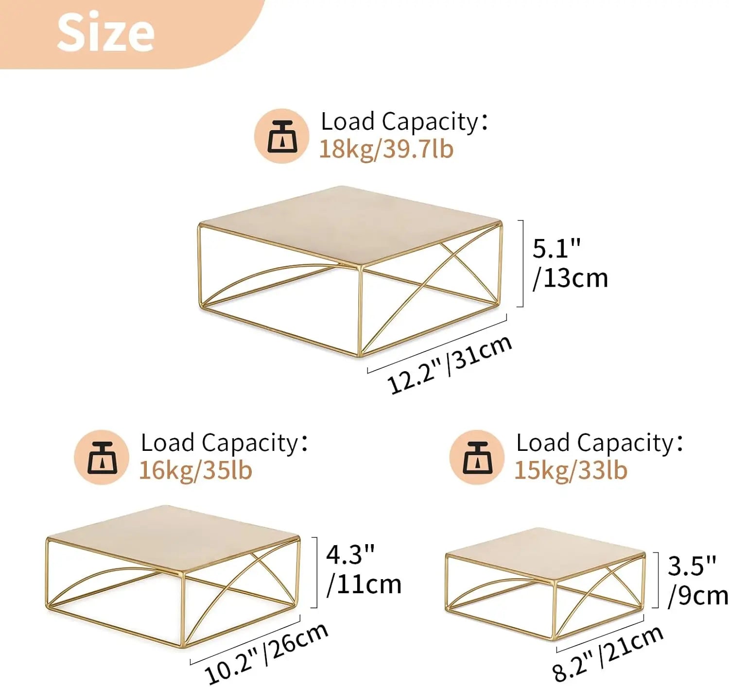 Set of 3 Gold Metal Cake & Cupcake Stands – Elegant Round Dessert Risers