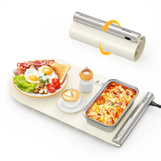 Household Electric Food Warming Tray – Foldable Food Warmer Plate with 4 Adjustable Temperature Settings for Fast & Constant Heating